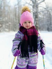 Portrait of a girl in snow