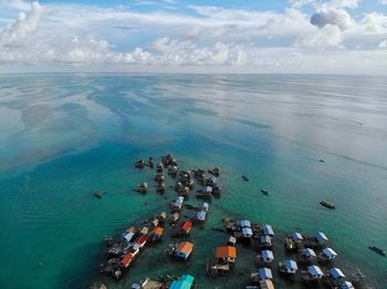 High angle view of people on beach