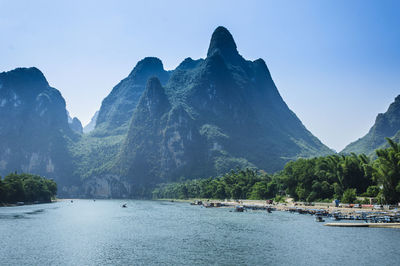 Scenic view of mountains against clear sky