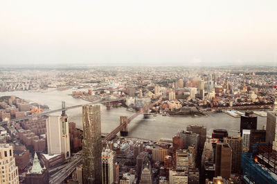 Aerial view of cityscape against sky