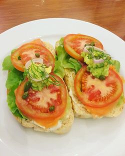 Close-up of served food in plate