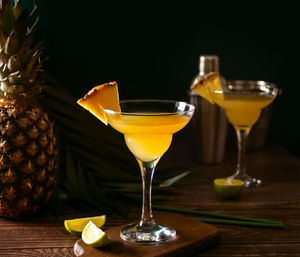 Close-up of pineapple on table