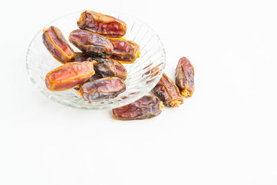 High angle view of food over white background