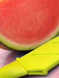 Close-up of lemon on table