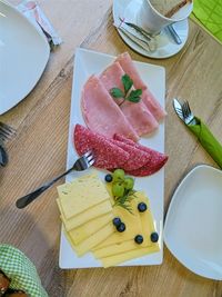 High angle view of food on table