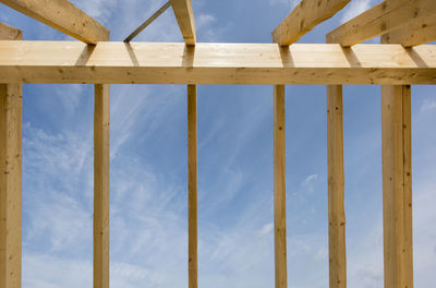 Structure of wooden planks on roof