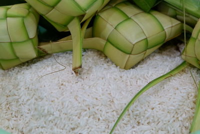 High angle view of chopped vegetables