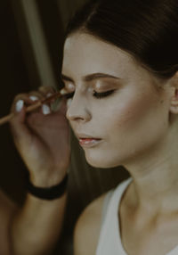 Portrait of a young girl in a beauty salon.