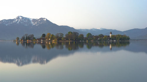 Scenic view of lake against sky