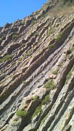 Low angle view of mountain against clear sky