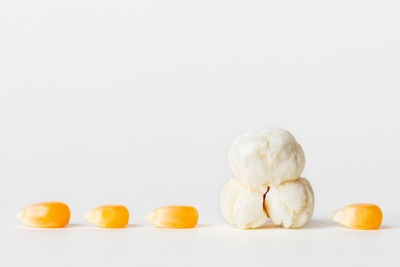 Close-up of candies against white background