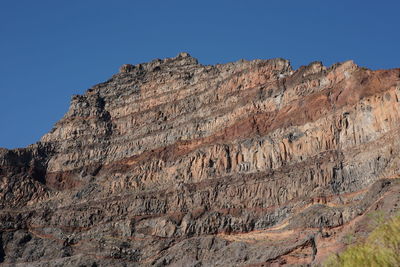 Low angle view of rocky mountains against sky