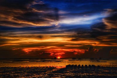 Dramatic sky over sea during sunset