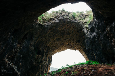 Low angle view of rock formation