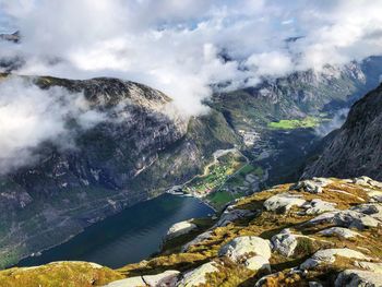 Scenic view of mountains against sky