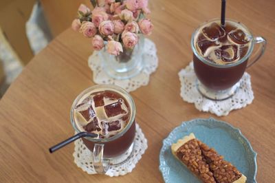 High angle view of drink in plate