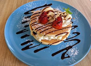 Close-up of cake served on plate