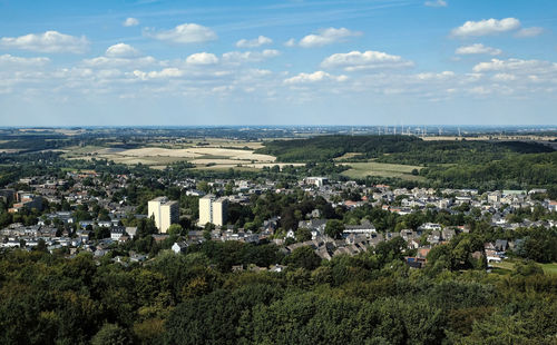 High angle view of townscape against sky
