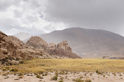 Puna, cordillera de los andes. scenic view of mountains against sky