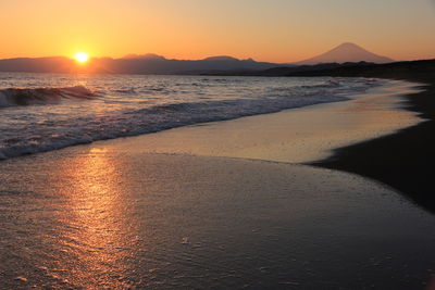 Scenic view of sea against sky during sunset