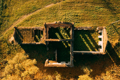 High angle view of old building