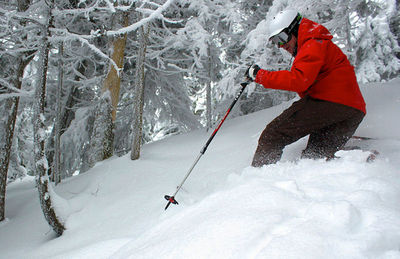 Person skiing on snow covered field