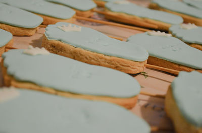 Full frame shot of biscuits on table