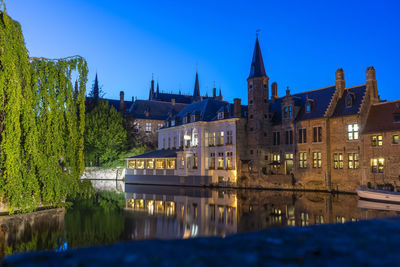 Reflection of buildings in lake