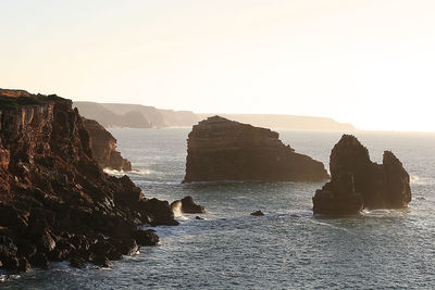 Scenic view of sea against clear sky