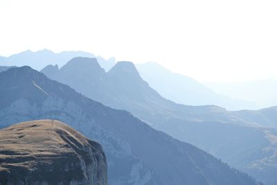 Scenic view of mountains against clear sky