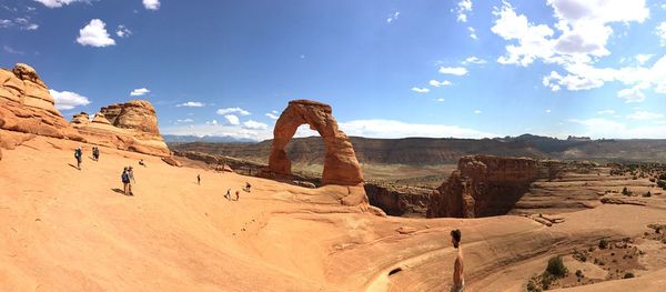 Panoramic view of rock formations against sky