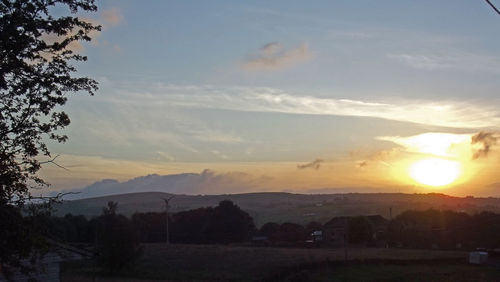 Scenic view of landscape against sky during sunset