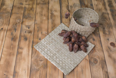 High angle view of food on table