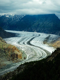 Aerial view of mountain road against sky