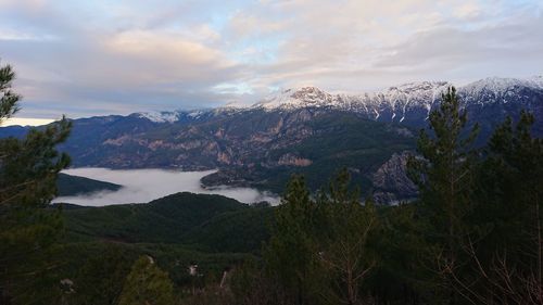 Scenic view of mountains against sky