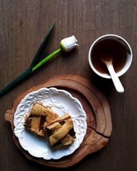 Directly above shot of coffee cup on table