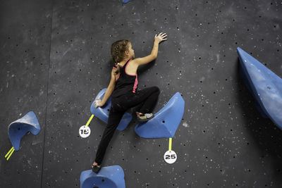 High angle view of man with skateboard