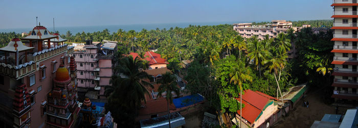 High angle view of townscape and buildings in city