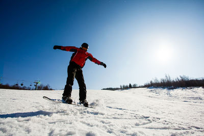 Full length of person on field during winter