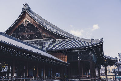 Low angle view of temple building against sky