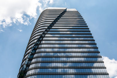 Low angle view of modern building against sky