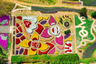 High angle view of graffiti on wall