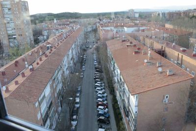 High angle view of cityscape against sky