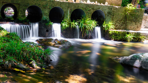 Scenic view of waterfall