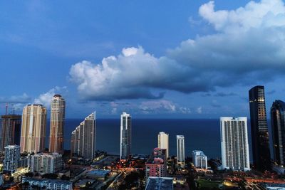 Panoramic view of modern buildings against sky