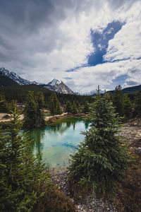 Scenic view of lake against sky