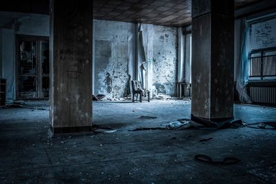 Interiors of damaged building