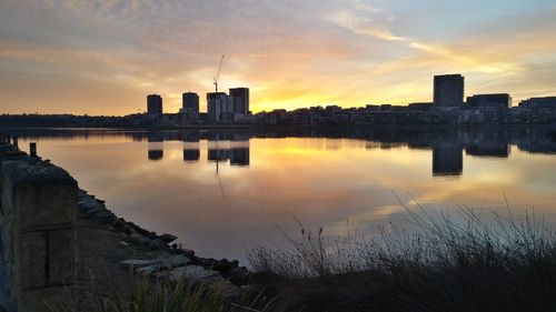 View of river at sunset