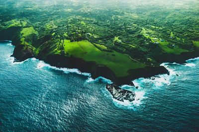 High angle view of sea shore