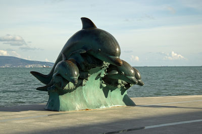 Close-up of a sculpture on beach